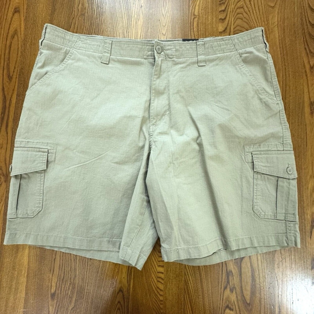 NWT Ocean Coast Khaki Men's Flat Front Stretch Cargo‎ Shorts Size 48